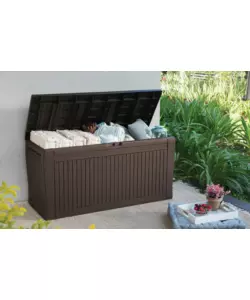 BAULE DA ESTERNO KETER "COMFY" IN RESINA GRAFITE EFFETTO LEGNO 270 LT 116,7X44,7X57 CM